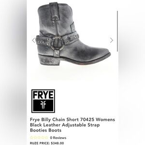 Frye Billy Chain Short 70425 Womens Black Metallic Leather Strap Booties